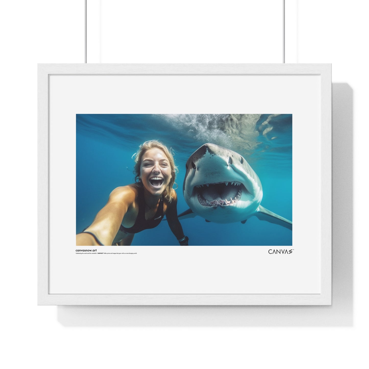 CANVAS™ SHARK-SELFIE Landscape Framed Poster