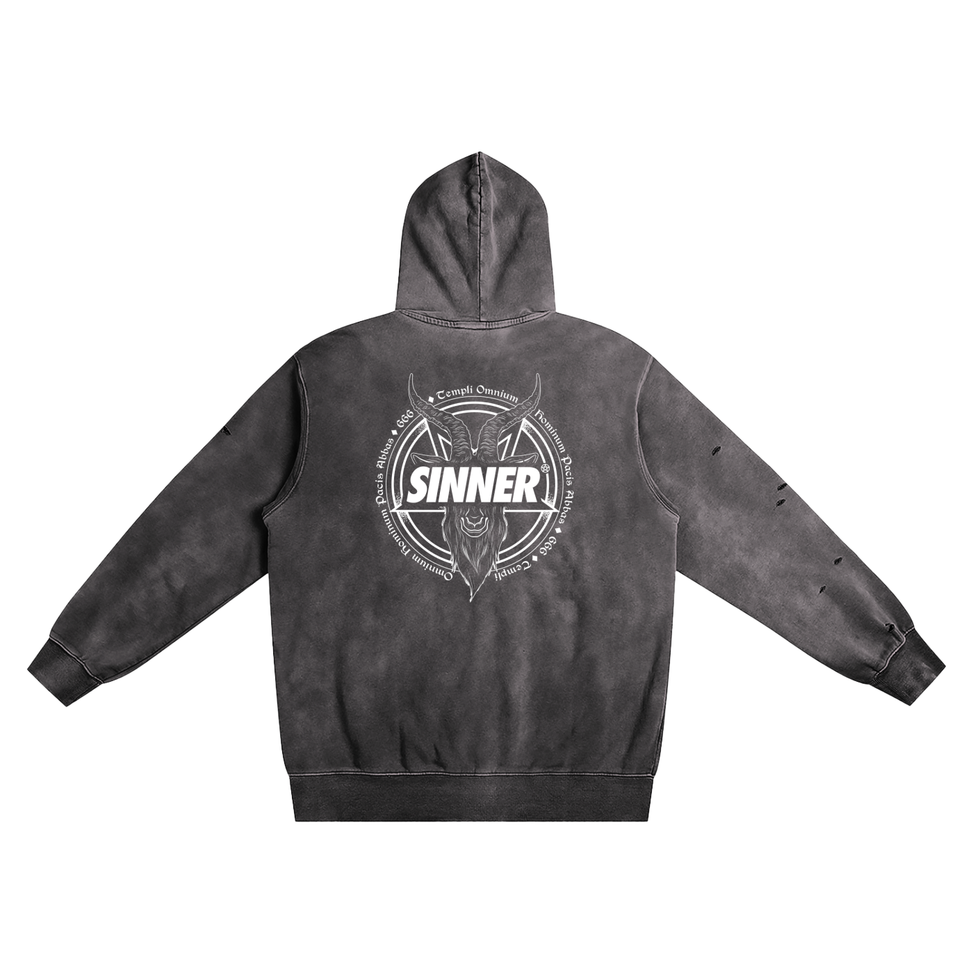 SINNER® Multicoloured Heavyweight Pure Cotton Hand-Frayed Monkey Washed Hoodie