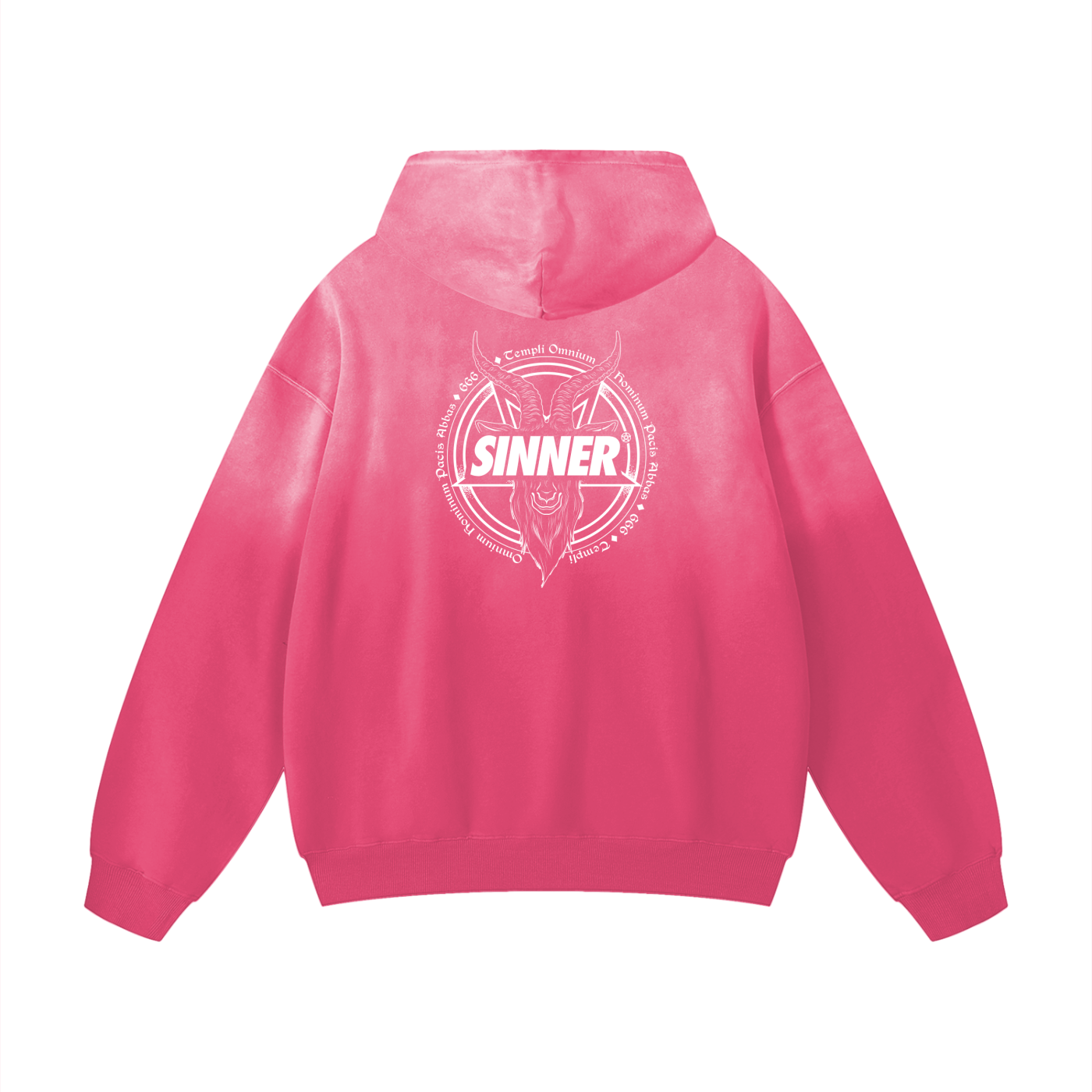 SINNER© White on Multicoloured Unisex Heavyweight Sunfade Oversized Hoodie