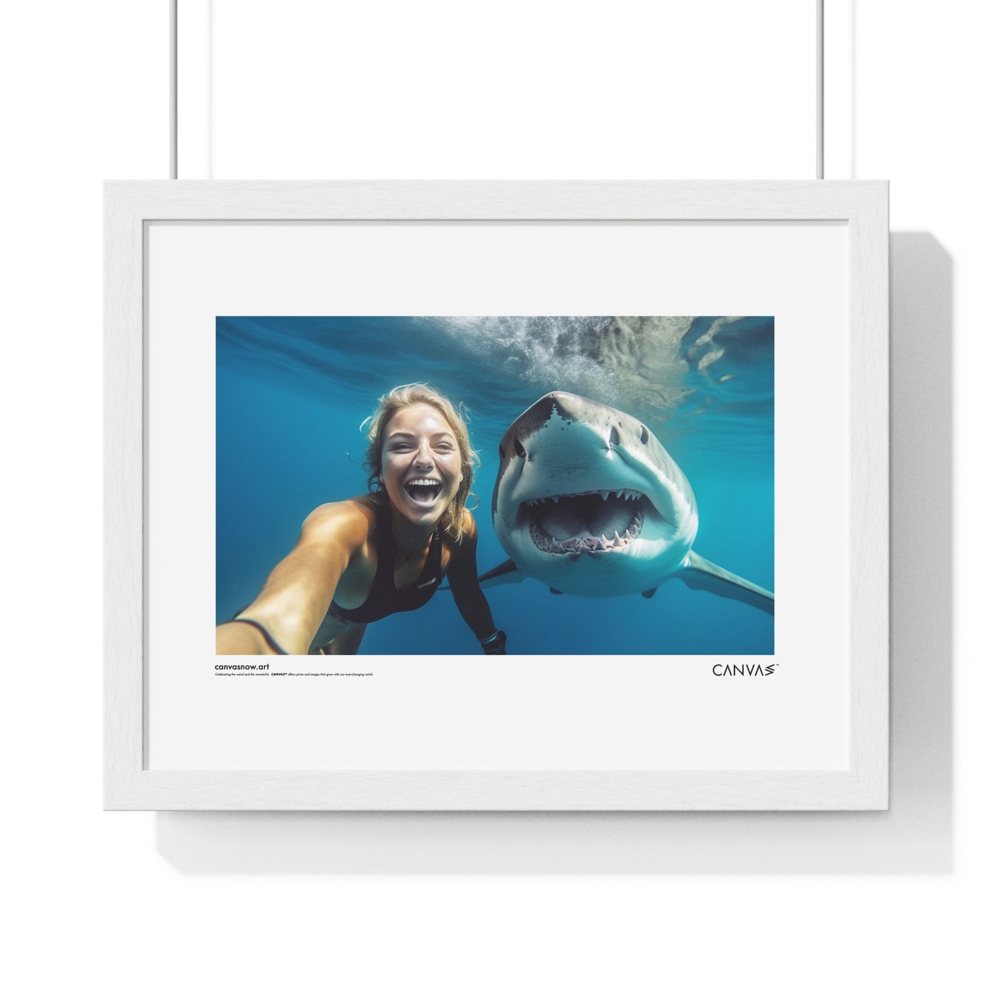 CANVAS™ SHARK-SELFIE Landscape Framed Poster