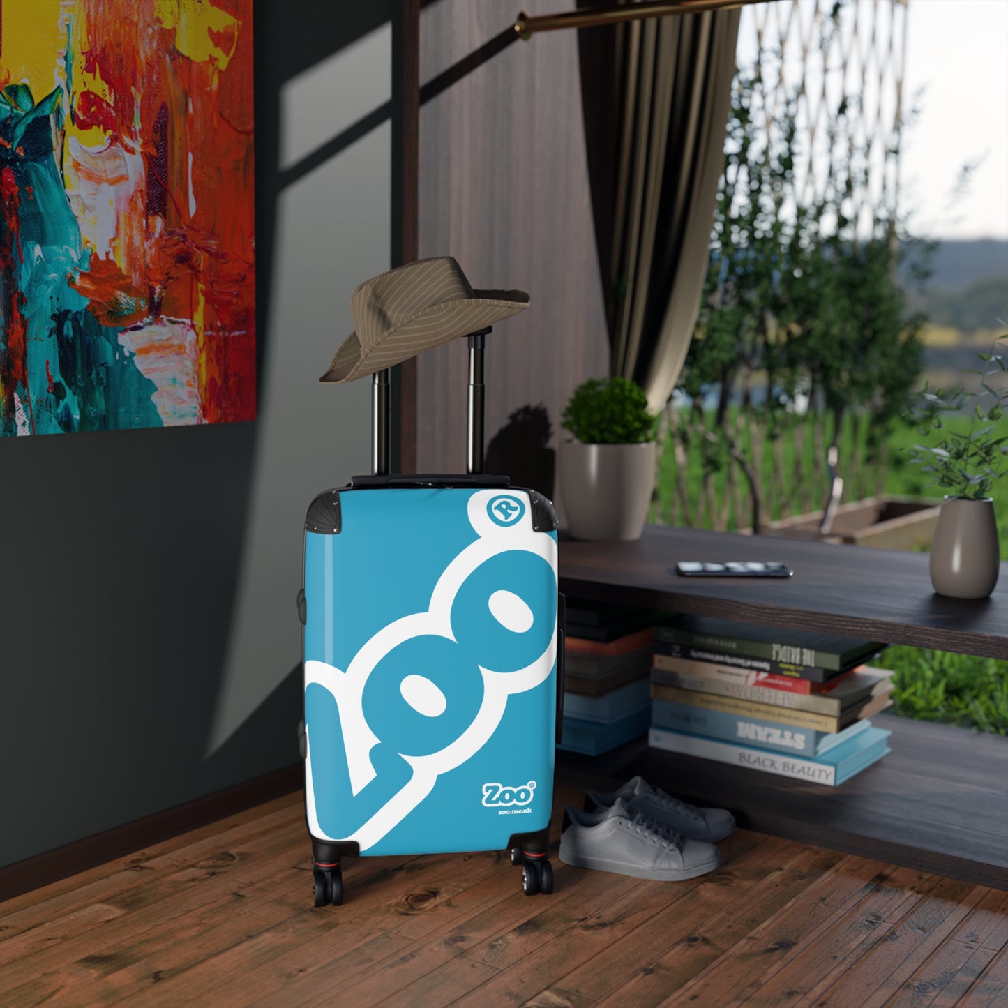 Zoo® White on Turquoise - Black Suitcase