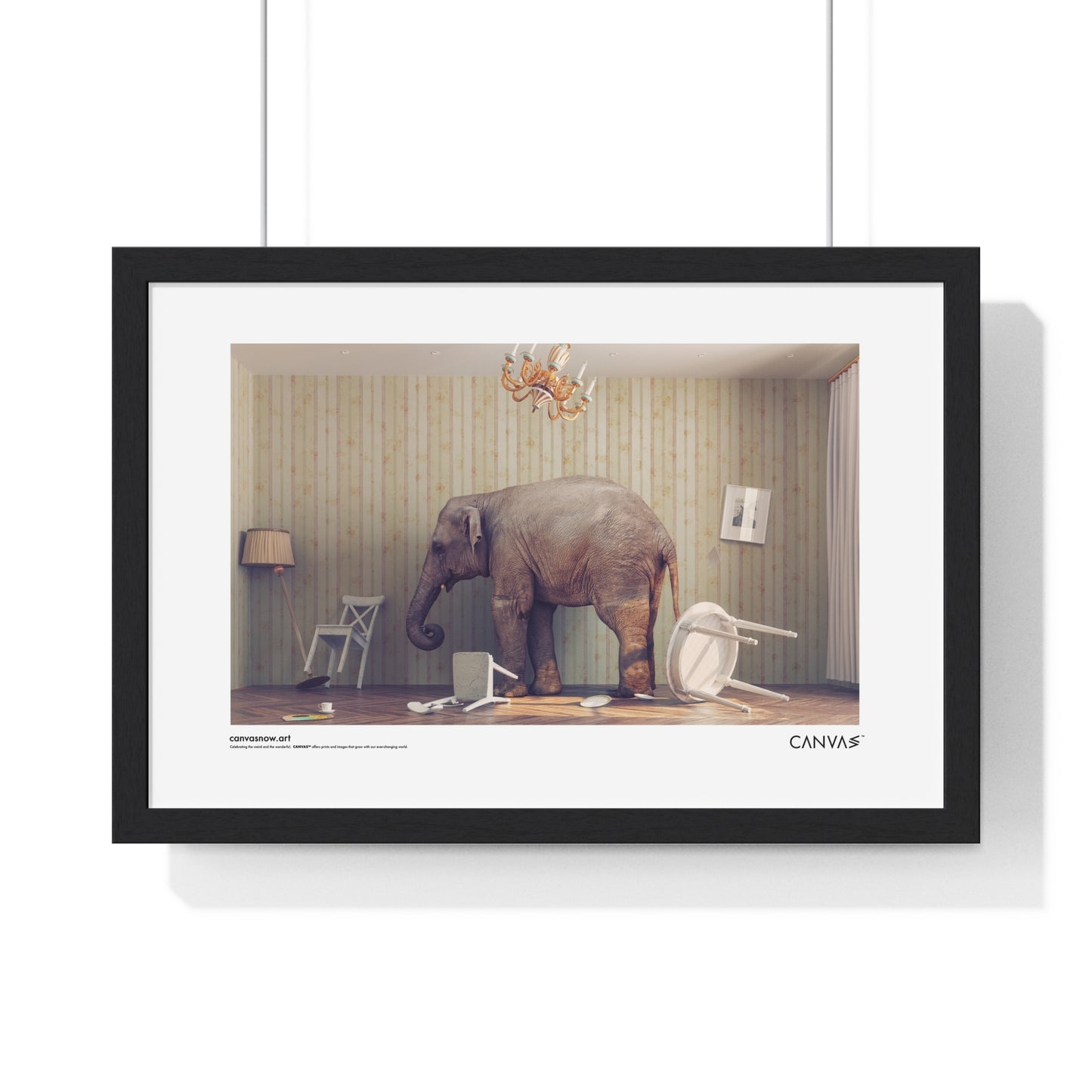 CANVAS™ ELEPHANT-ROOM Landscape Framed Poster
