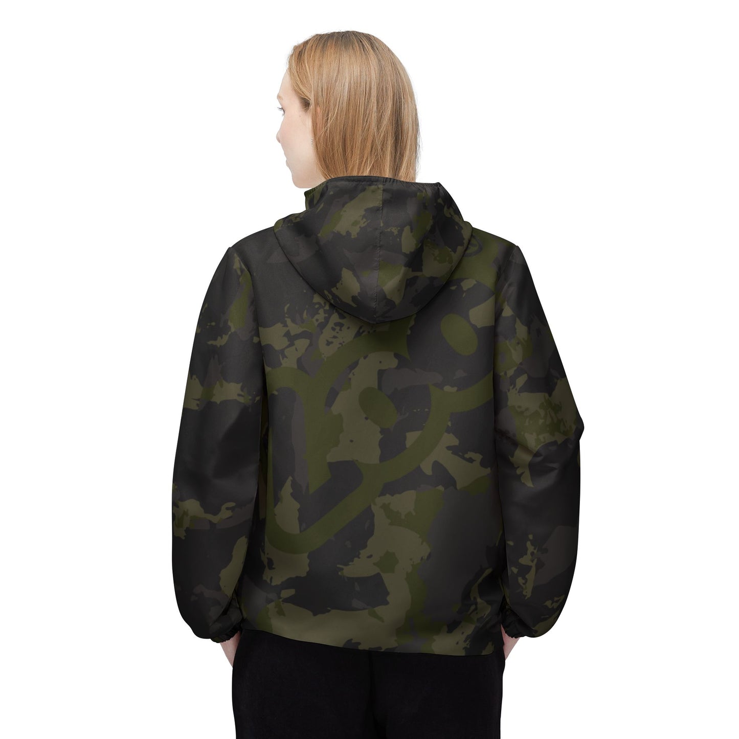 Zoo® Black & Forest Green - Unisex Camo Windbreaker Jacket