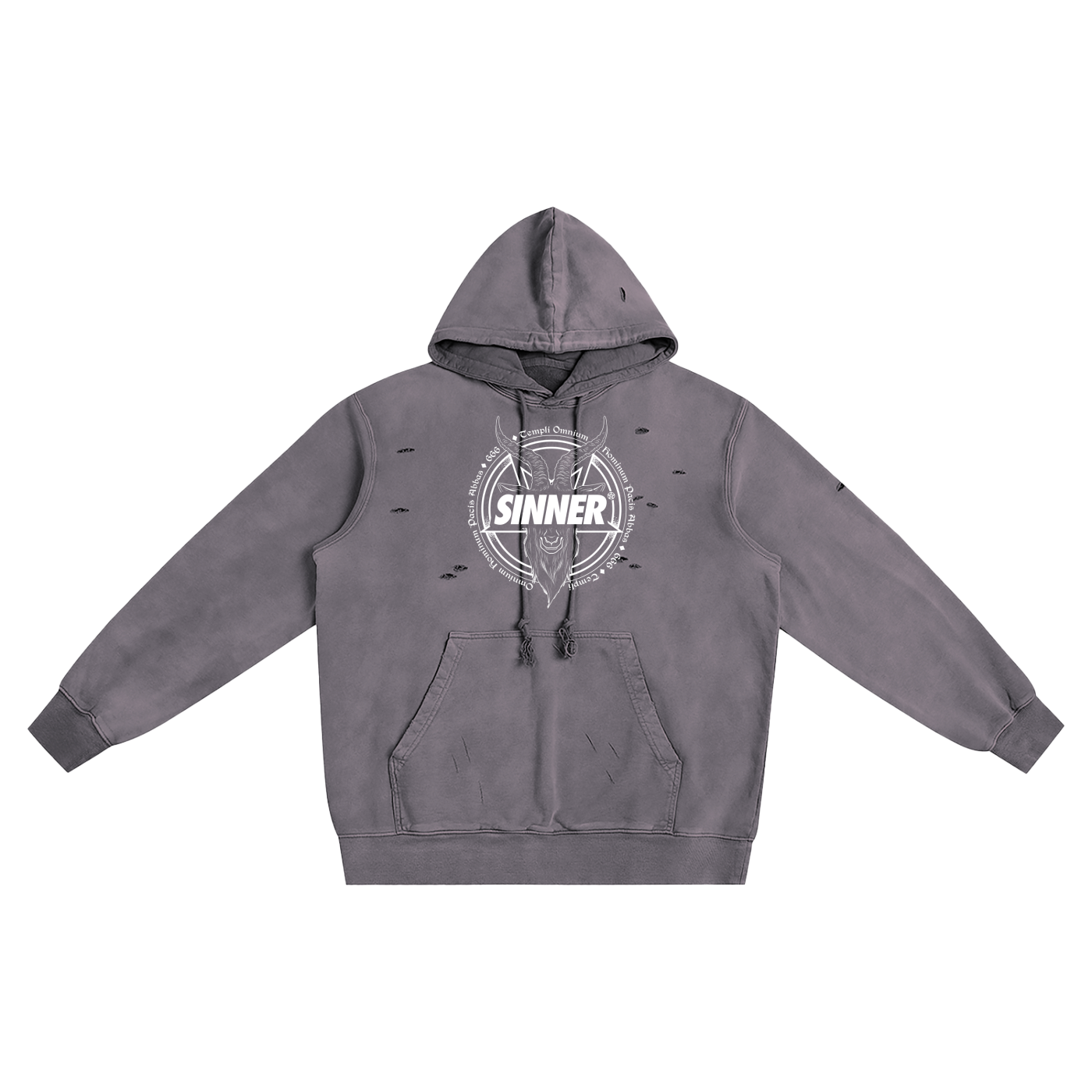 SINNER® Multicoloured Heavyweight Pure Cotton Hand-Frayed Monkey Washed Hoodie