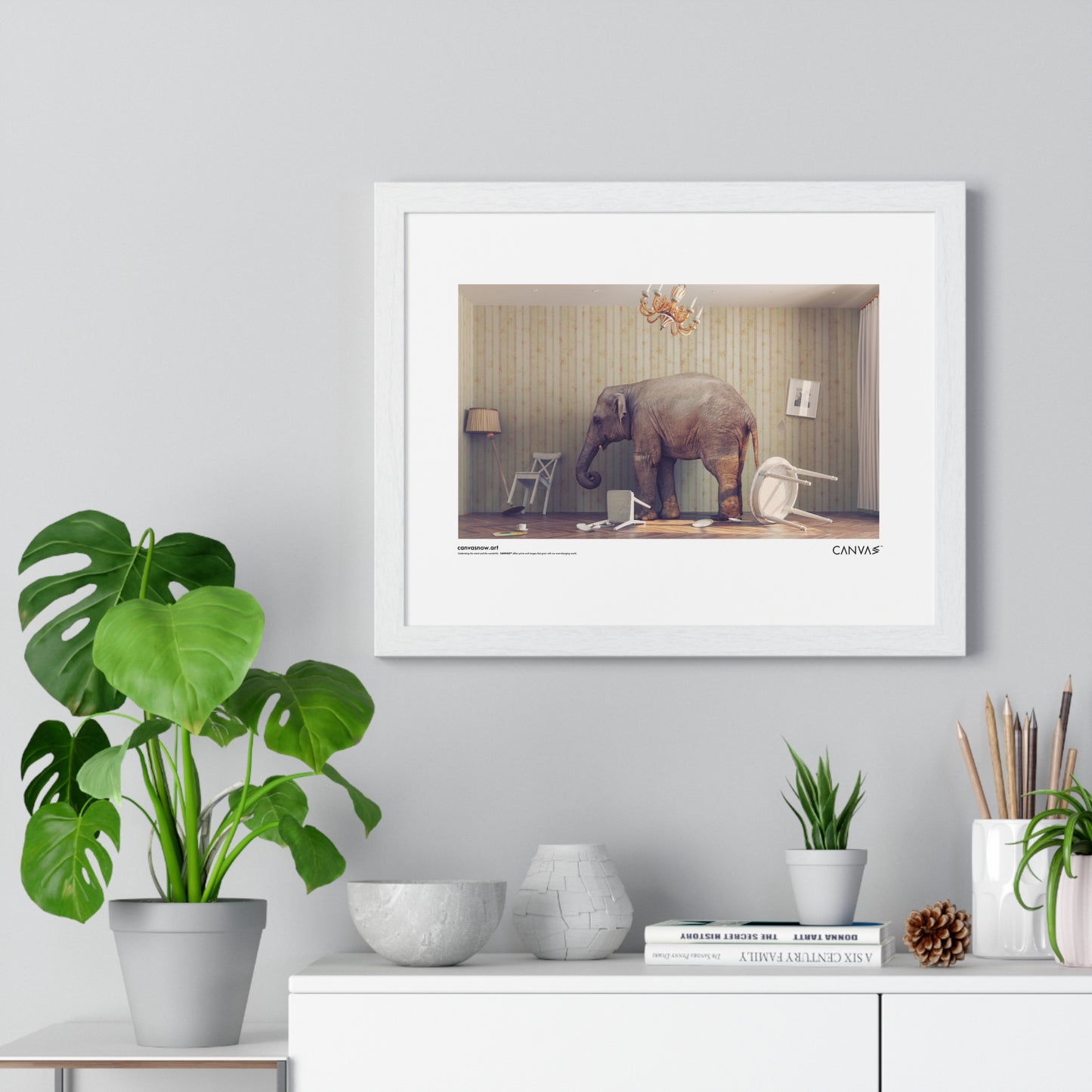 CANVAS™ ELEPHANT-ROOM Landscape Framed Poster