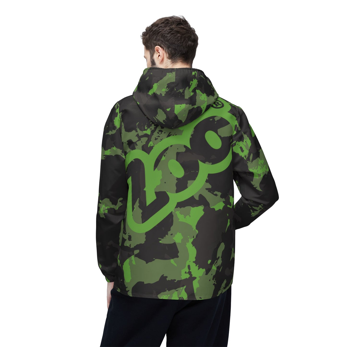 Zoo® Black & Light Green - Unisex Camo Windbreaker Jacket