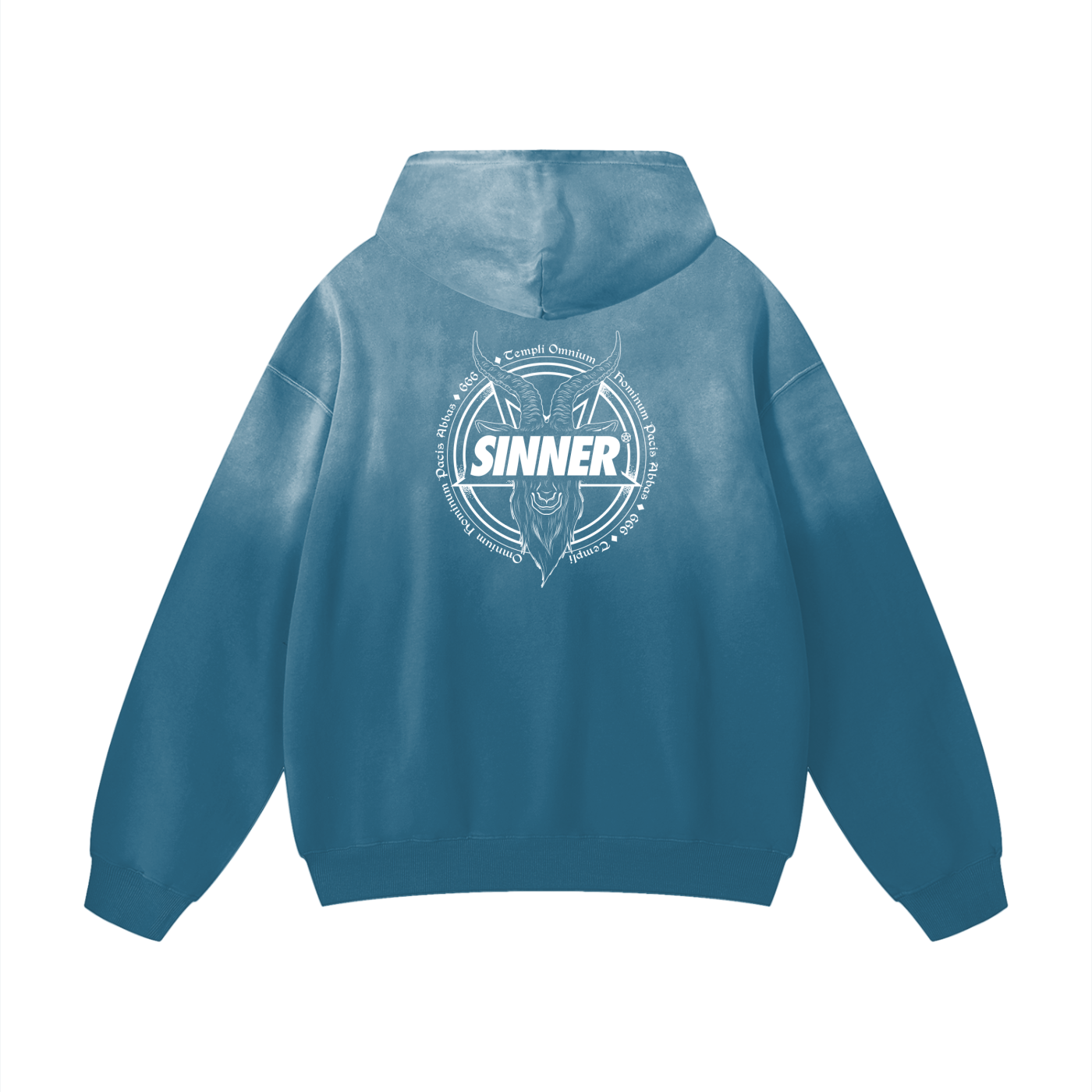 SINNER© White on Multicoloured Unisex Heavyweight Sunfade Oversized Hoodie