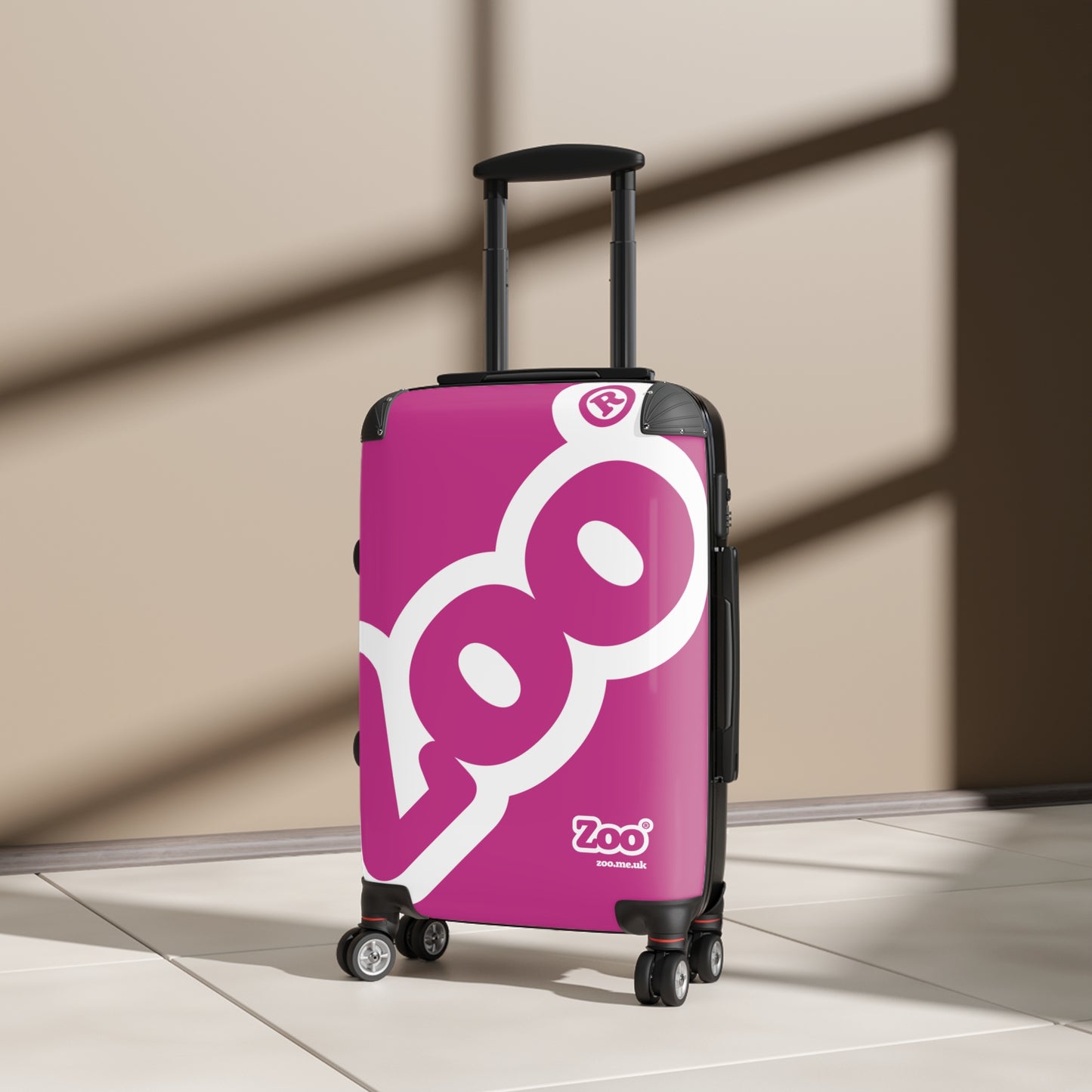 Zoo® White on Pink - Black Suitcase