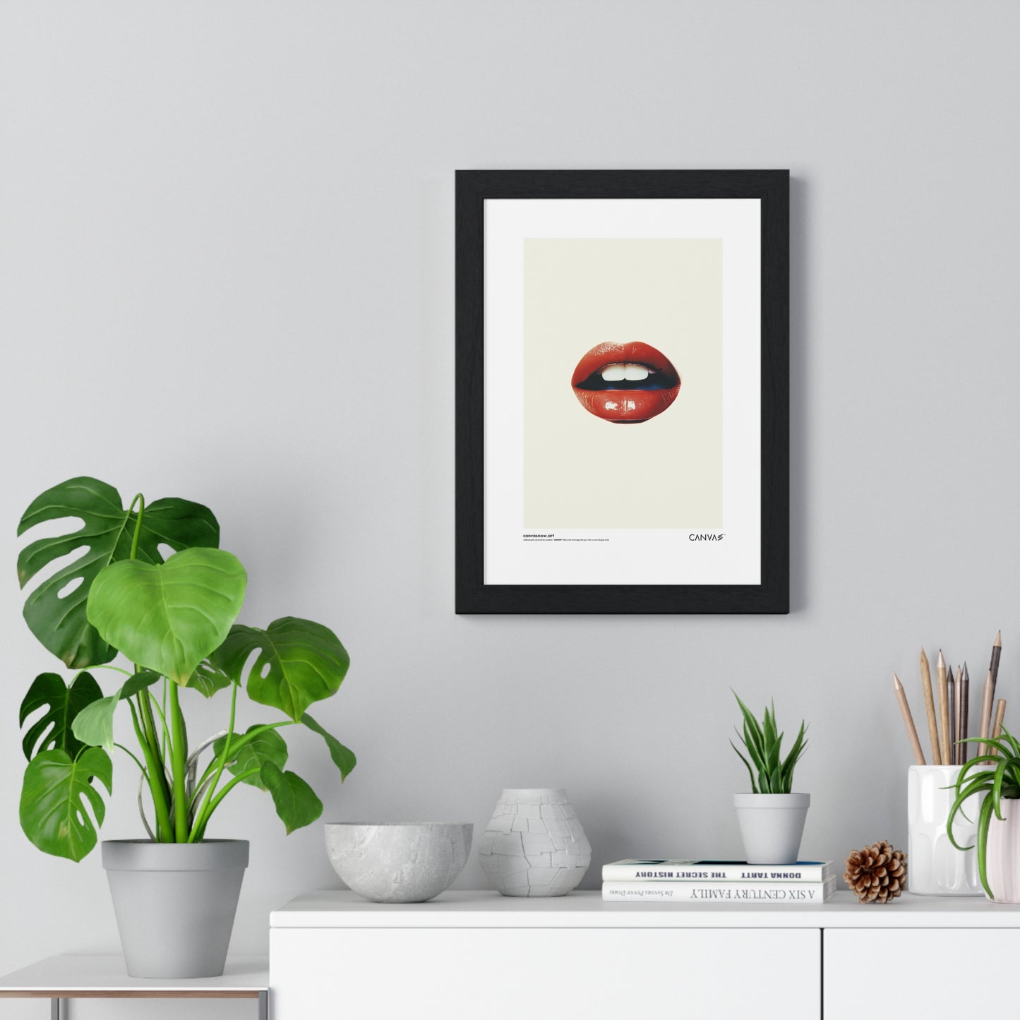 CANVAS™ RED-LIPS-TALK Portrait Framed Poster