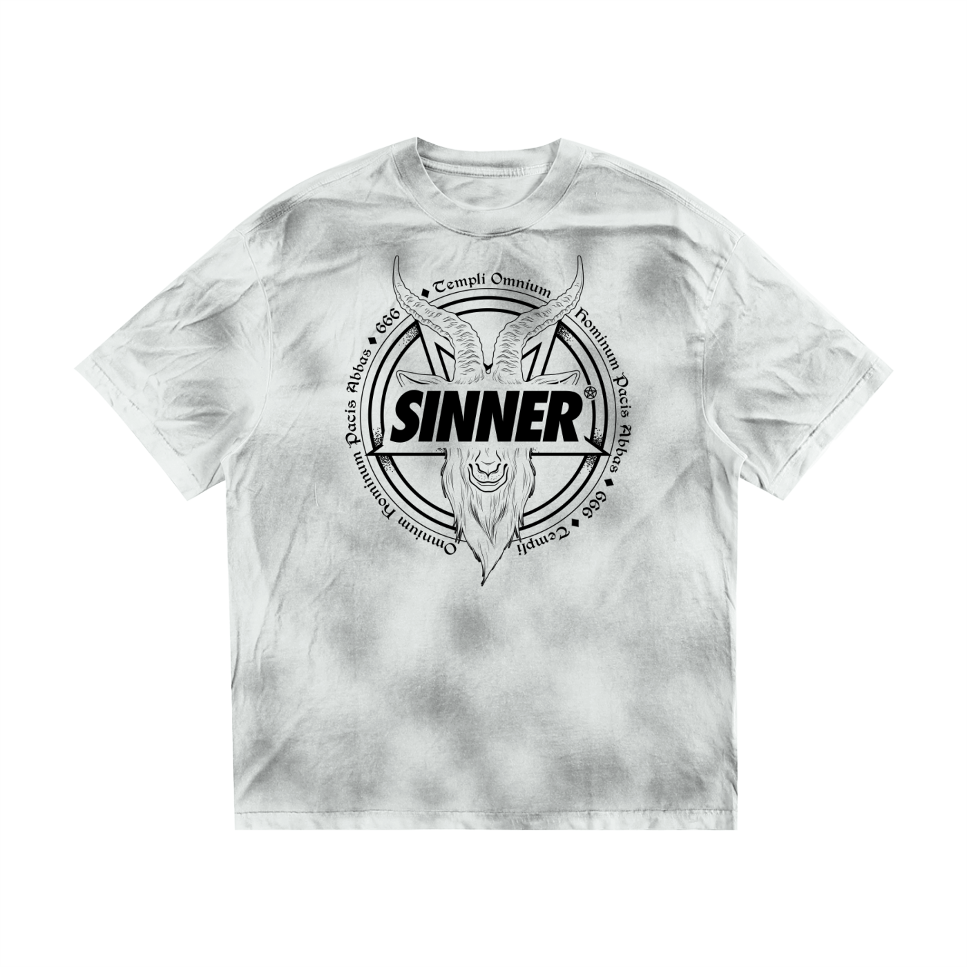 SINNER© Black on White Unisex Dirty Washed T-shirt