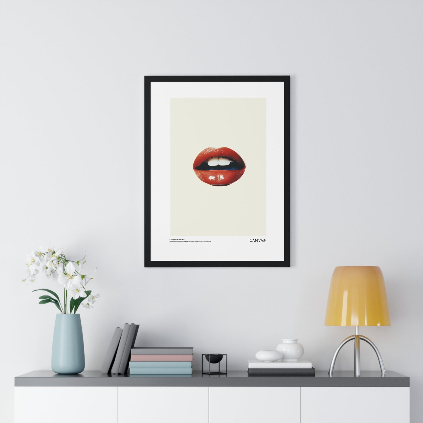 CANVAS™ RED-LIPS-TALK Portrait Framed Poster