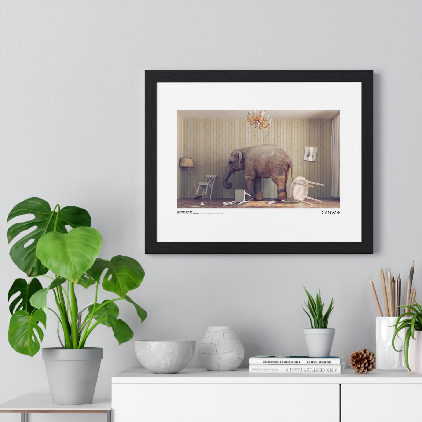 CANVAS™ ELEPHANT-ROOM Landscape Framed Poster