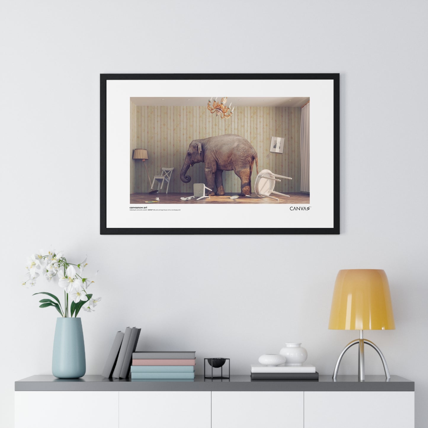 CANVAS™ ELEPHANT-ROOM Landscape Framed Poster