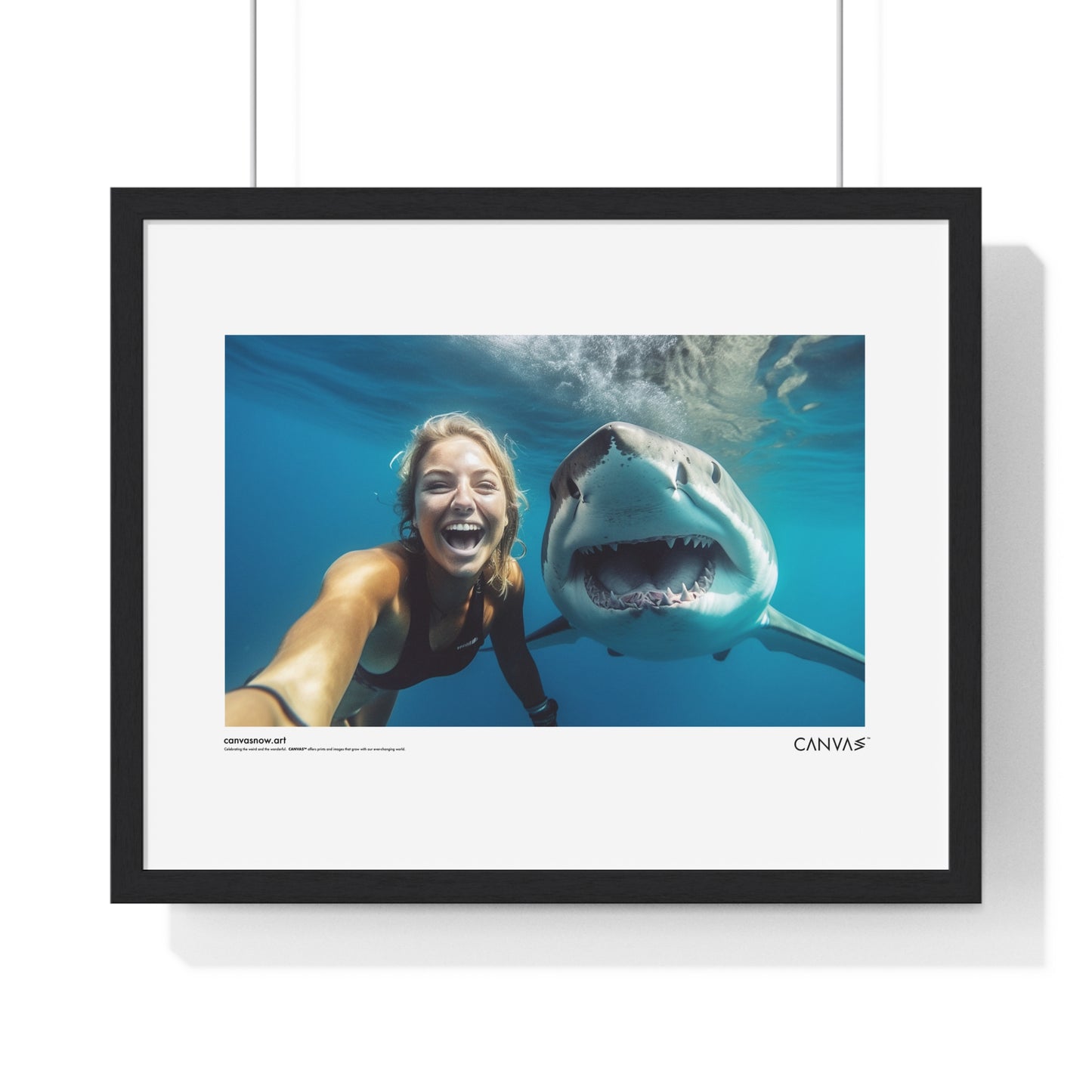 CANVAS™ SHARK-SELFIE Landscape Framed Poster