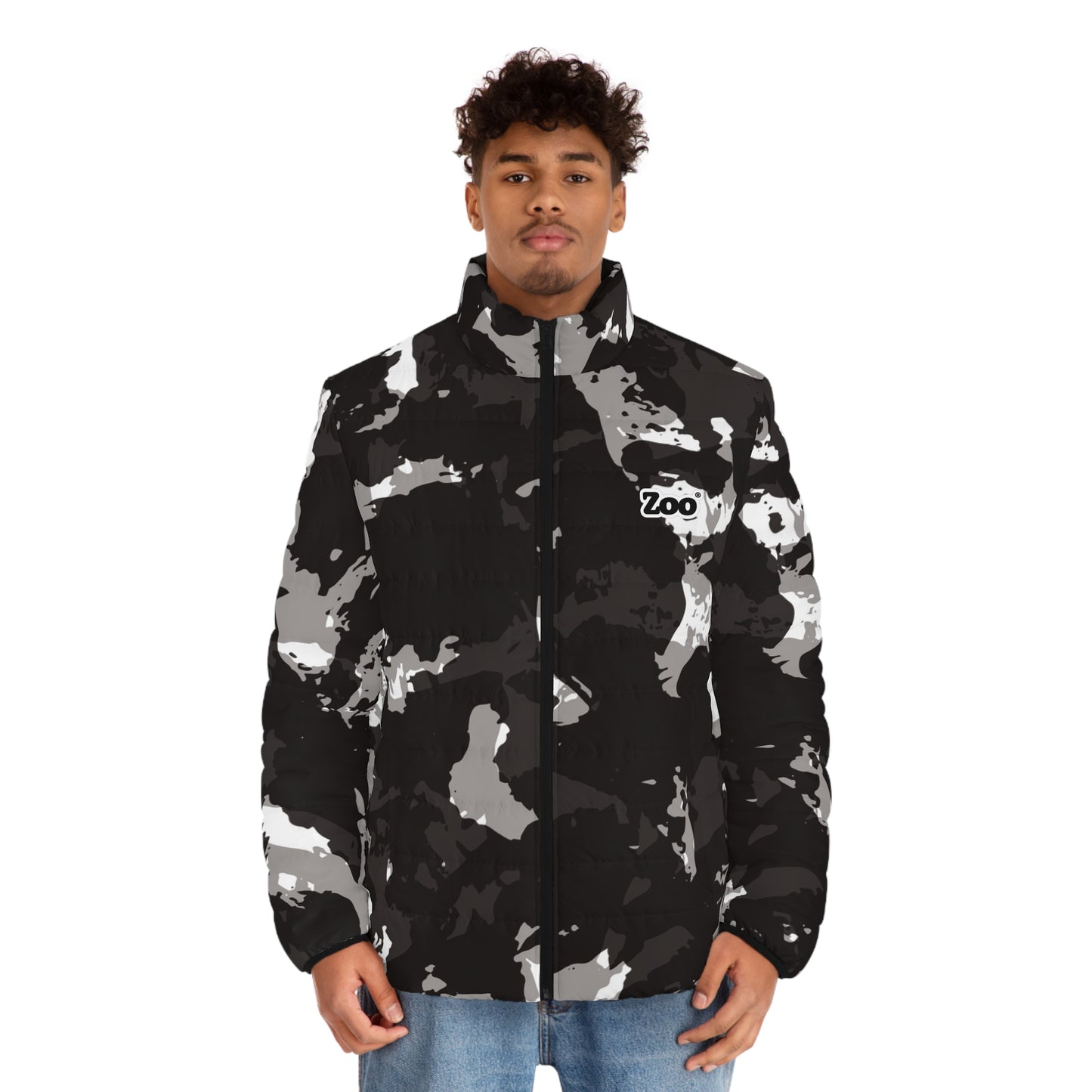 Zoo® Black & White Grey Camo - Unisex Puffer Jacket