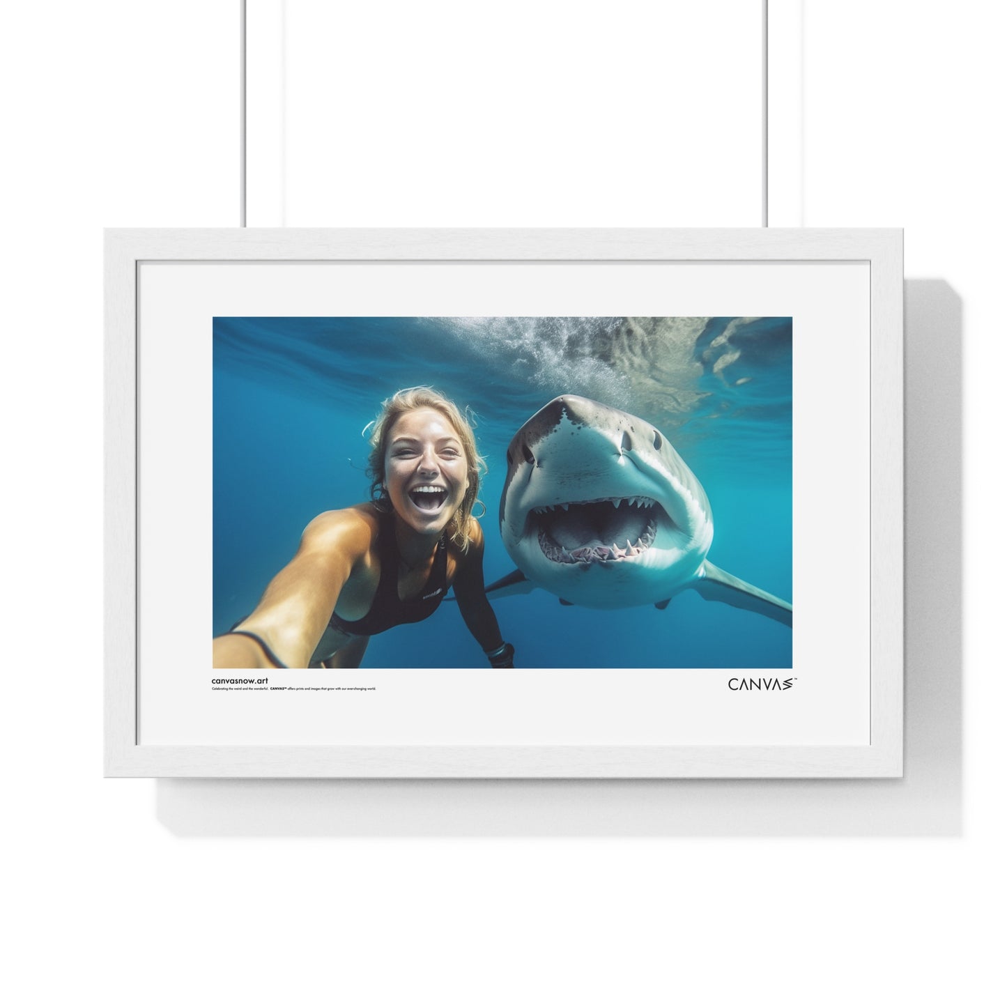 CANVAS™ SHARK-SELFIE Landscape Framed Poster