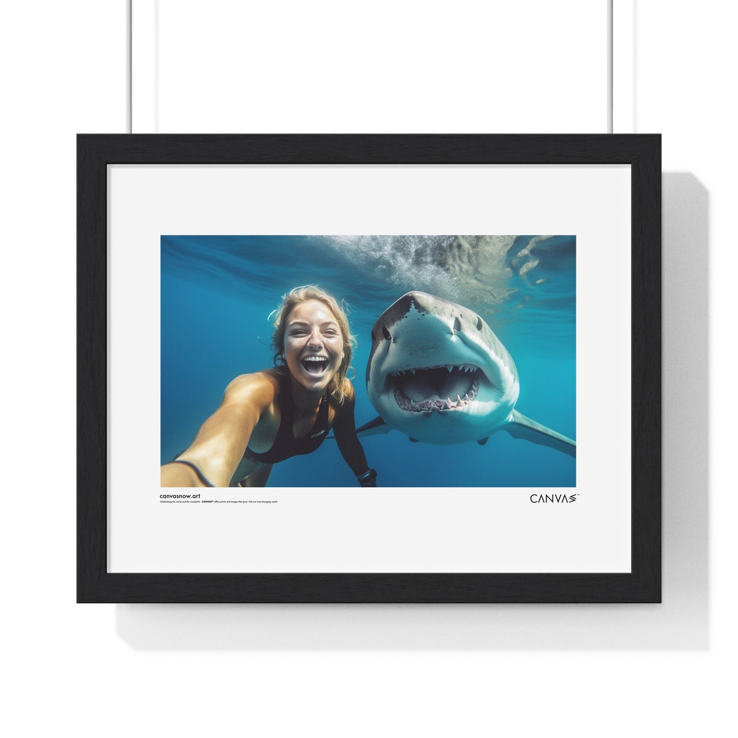 CANVAS™ SHARK-SELFIE Landscape Framed Poster