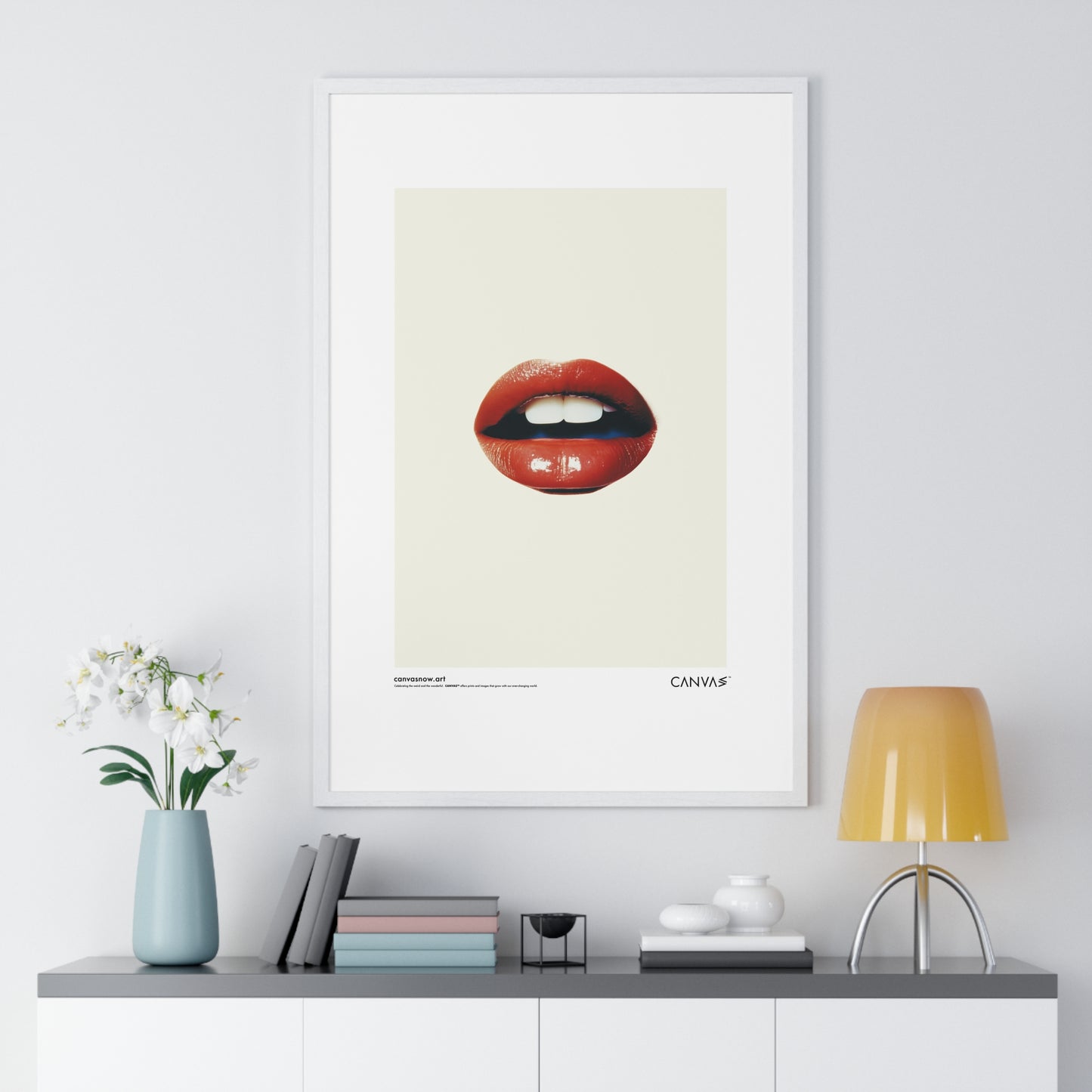 CANVAS™ RED-LIPS-TALK Portrait Framed Poster