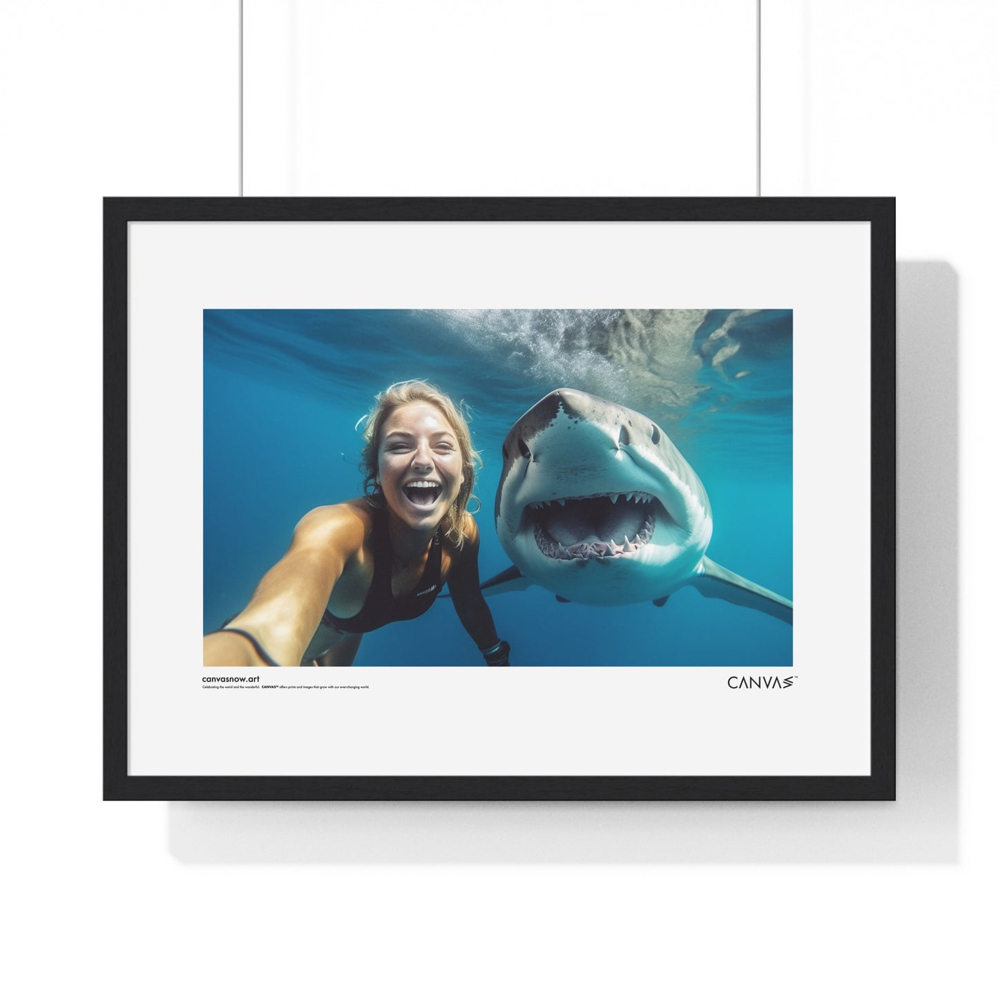 CANVAS™ SHARK-SELFIE Landscape Framed Poster
