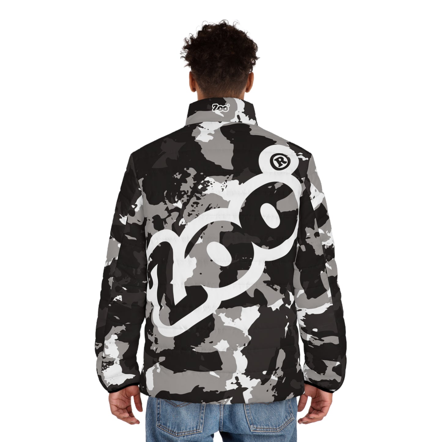 Zoo® Black & White Grey Camo - Unisex Puffer Jacket