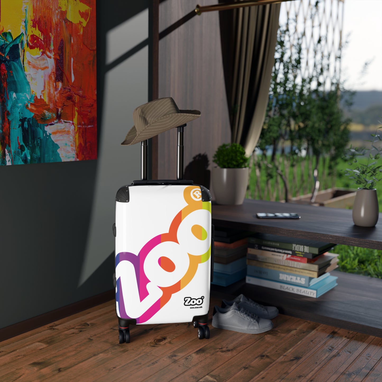 Zoo® Rainbow on White - Black Suitcase