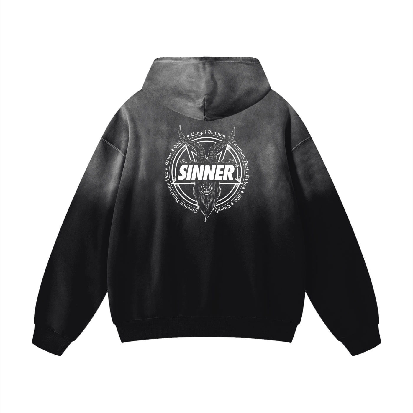 SINNER© White on Multicoloured Unisex Heavyweight Sunfade Oversized Hoodie