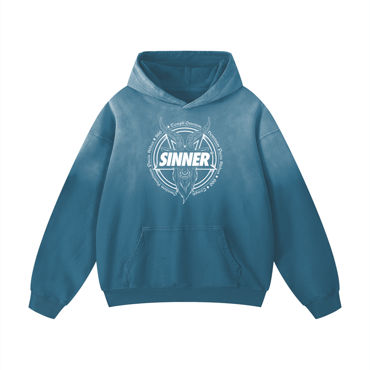 SINNER© White on Multicoloured Unisex Heavyweight Sunfade Oversized Hoodie