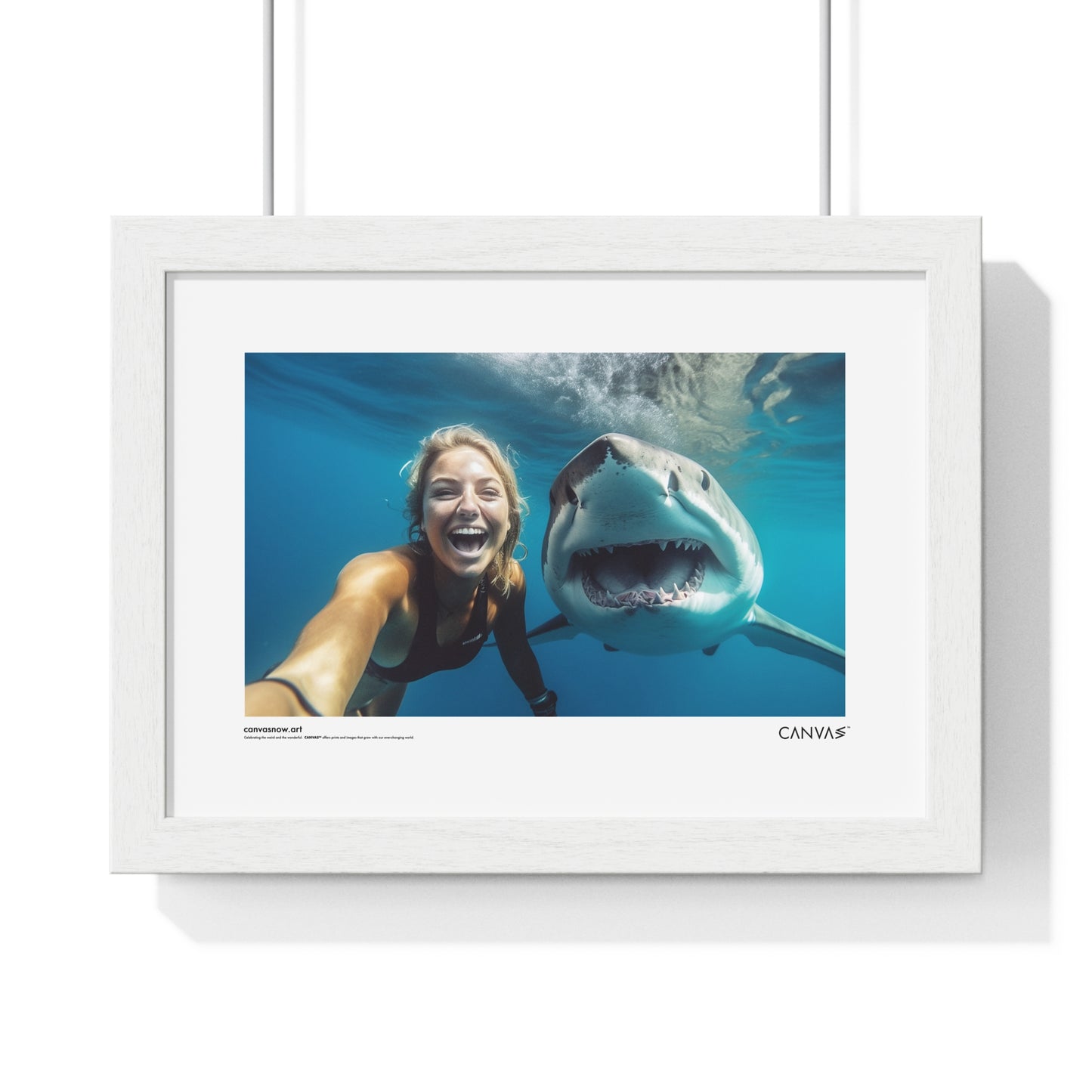 CANVAS™ SHARK-SELFIE Landscape Framed Poster