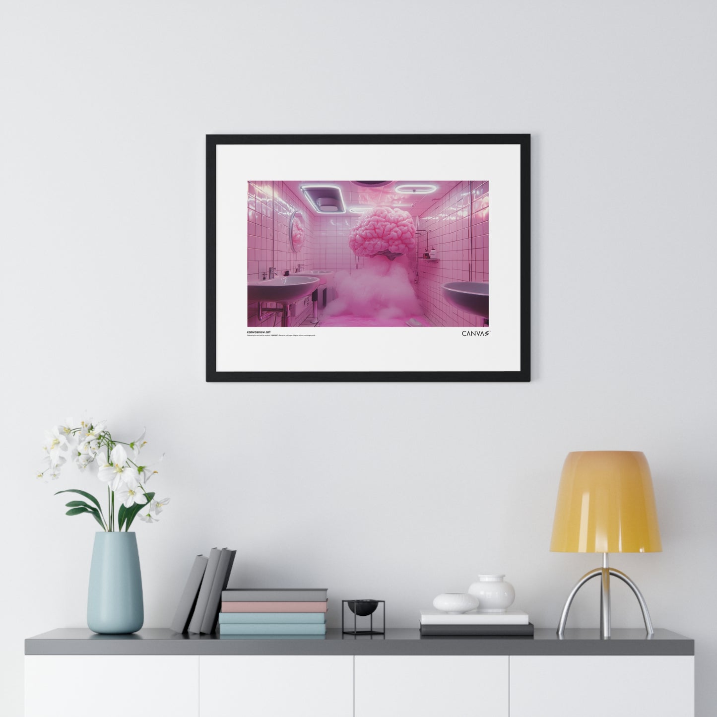 CANVAS™ PINK-BRAIN Landscape Framed Poster