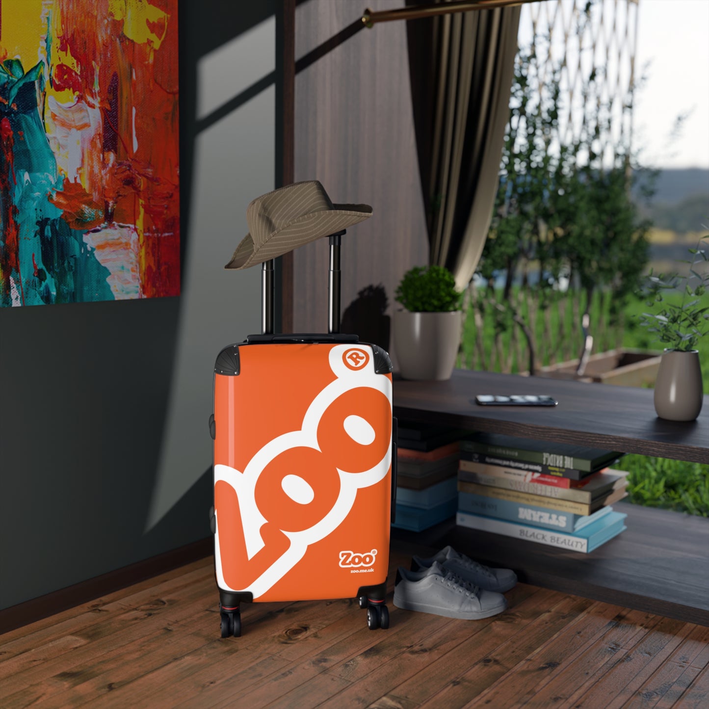 Zoo® White on Orange - Black Suitcase