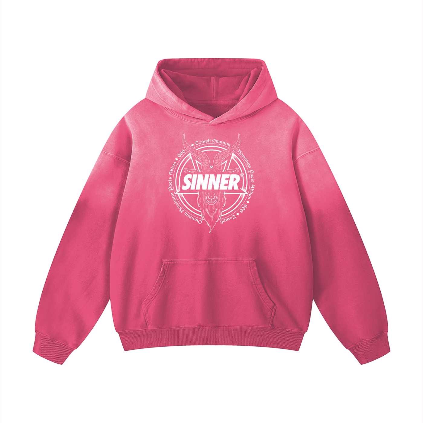 SINNER© White on Multicoloured Unisex Heavyweight Sunfade Oversized Hoodie