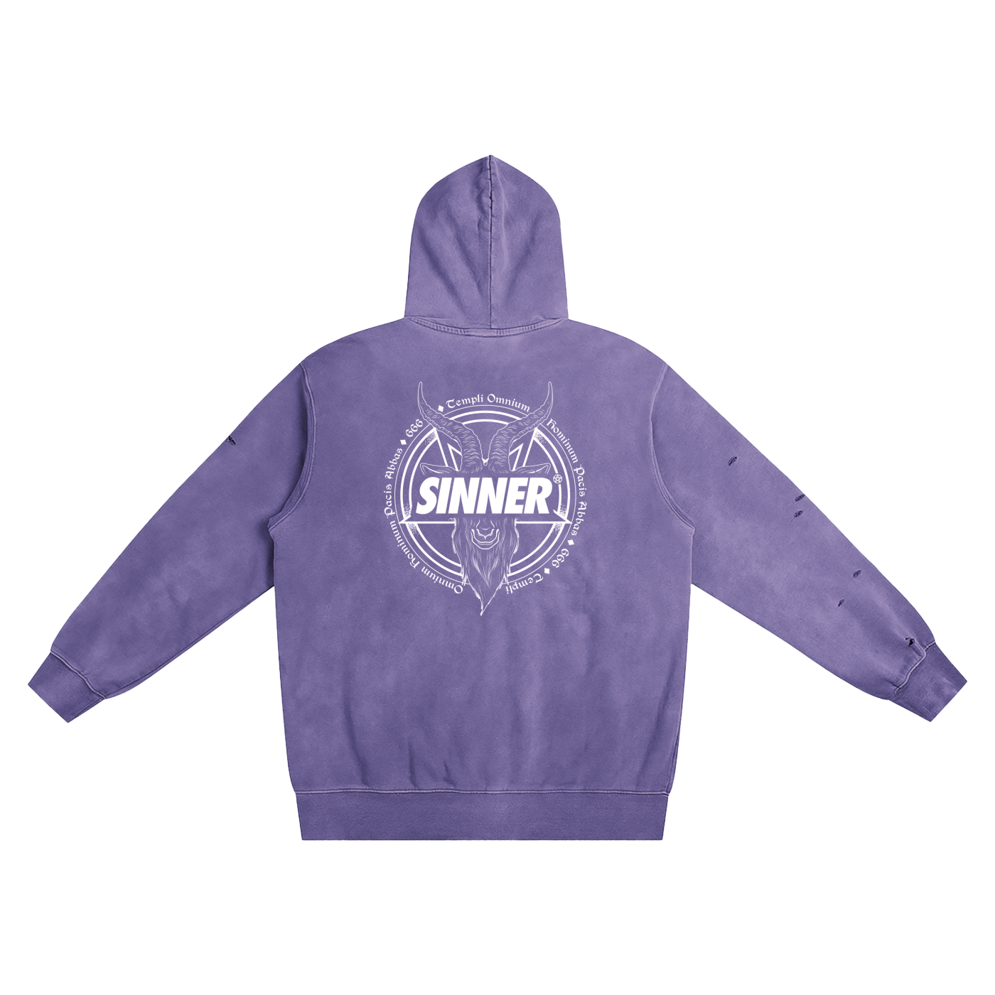 SINNER® Multicoloured Heavyweight Pure Cotton Hand-Frayed Monkey Washed Hoodie