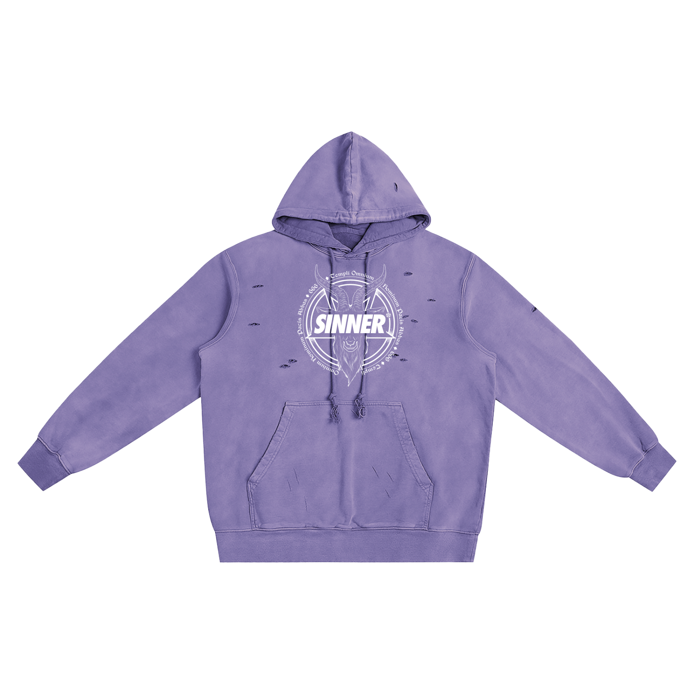 SINNER® Multicoloured Heavyweight Pure Cotton Hand-Frayed Monkey Washed Hoodie