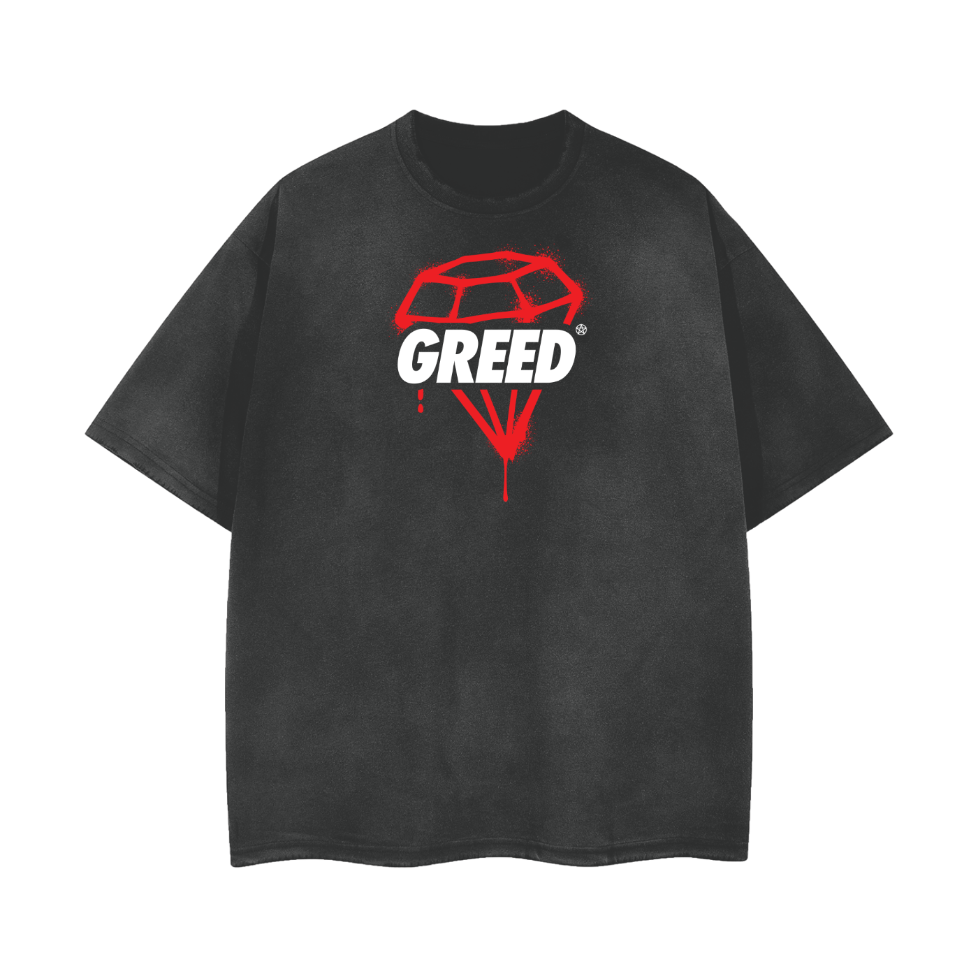 SINNER© GREED - DIAMOND Black Unisex Vintage Wash Frayed T-Shirt - 260 GSM