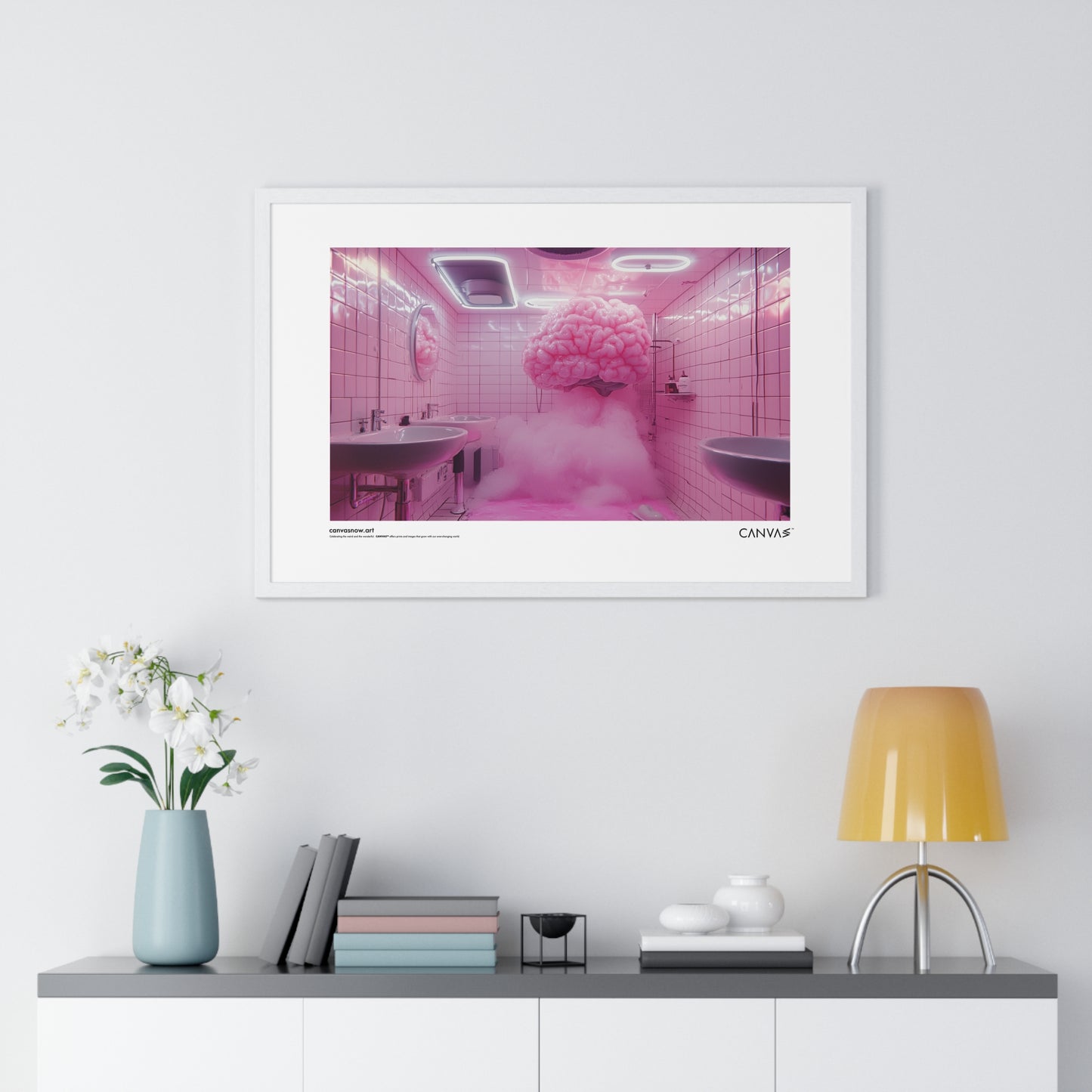 CANVAS™ PINK-BRAIN Landscape Framed Poster