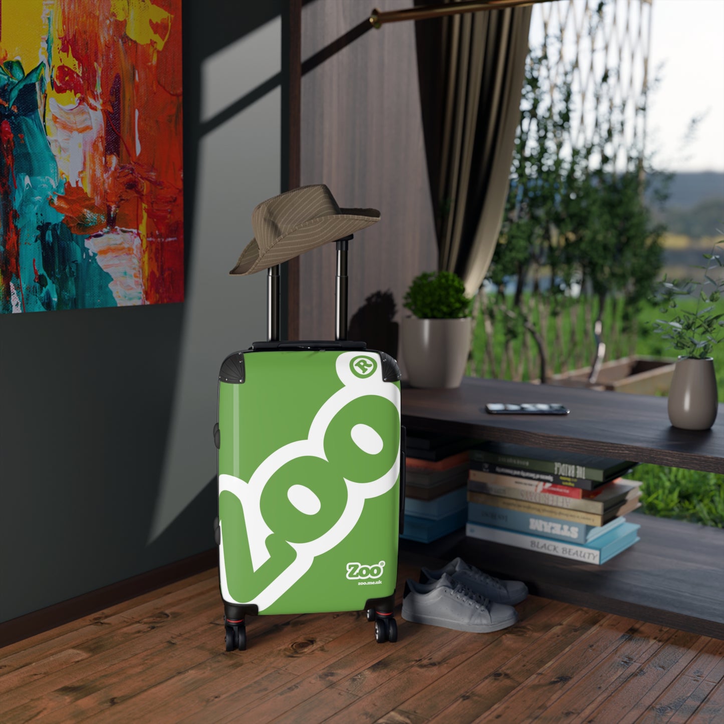 Zoo® White on Green - Black Suitcase