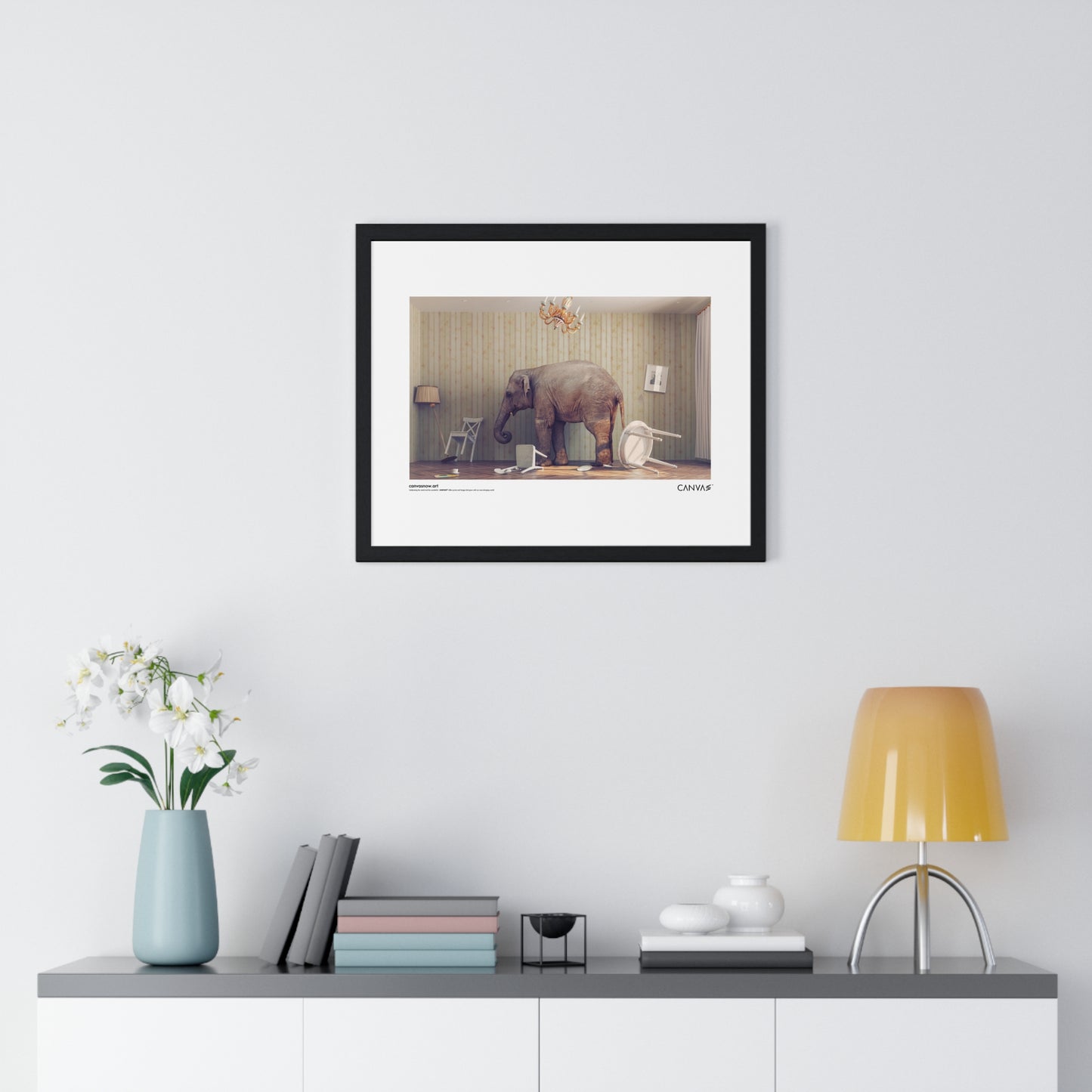 CANVAS™ ELEPHANT-ROOM Landscape Framed Poster