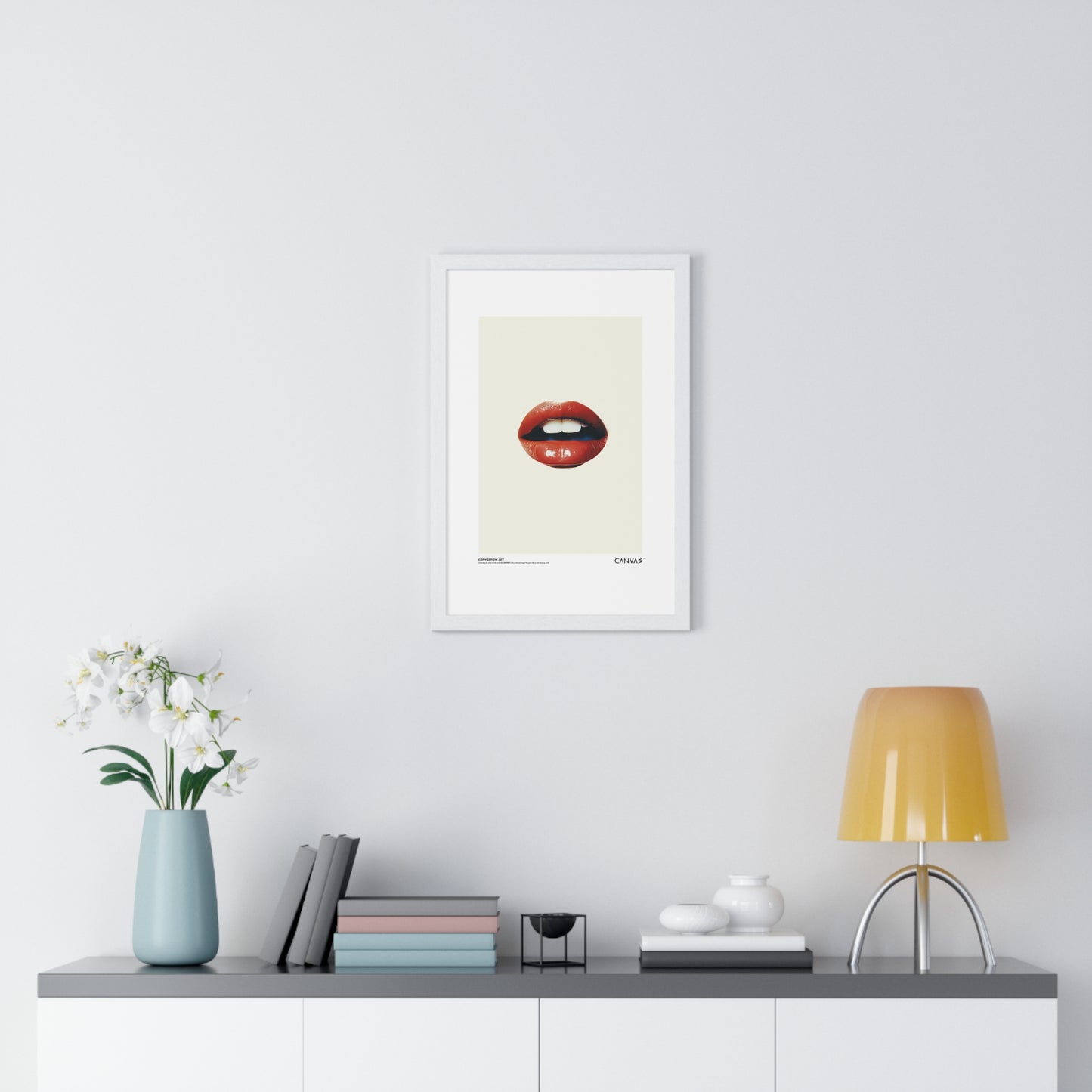 CANVAS™ RED-LIPS-TALK Portrait Framed Poster