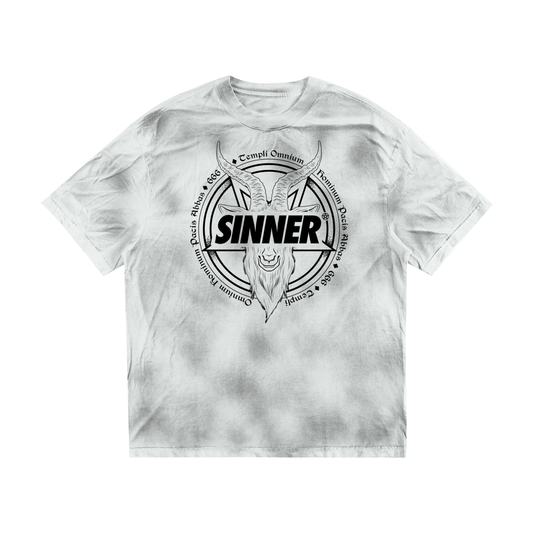 SINNER© Black on White Unisex Dirty Washed T-shirt