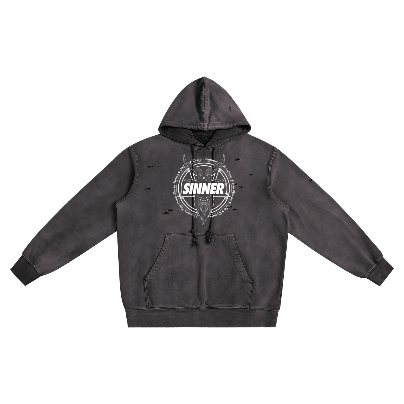 SINNER® Multicoloured Heavyweight Pure Cotton Hand-Frayed Monkey Washed Hoodie