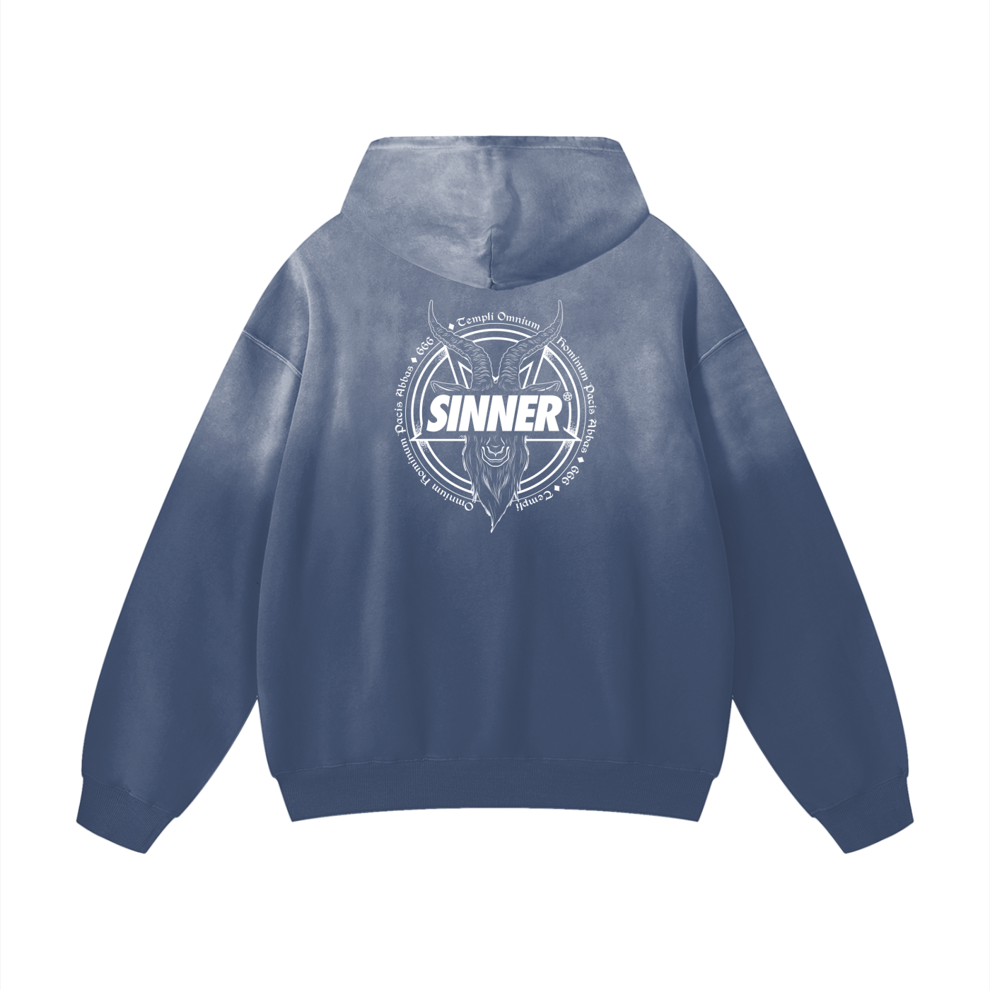 SINNER© White on Multicoloured Unisex Heavyweight Sunfade Oversized Hoodie